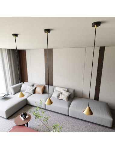 Lampa wisząca ELIT 1 ZŁOTY CZARNY – nowoczesny element glamour do biura, salonu i jadalni, 100 cm, energooszczędna.