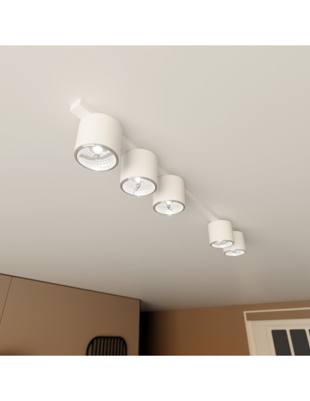 Listwa NANO z 5 Reflektorami Biała - Eleganckie Oświetlenie Metalowe do Domu i Biura, Nowoczesny Design