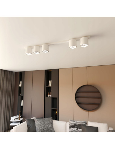 Listwa NANO z 5 Reflektorami Biała - Eleganckie Oświetlenie Metalowe do Domu i Biura, Nowoczesny Design