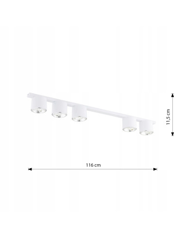Listwa NANO z 5 Reflektorami Biała - Eleganckie Oświetlenie Metalowe do Domu i Biura, Nowoczesny Design