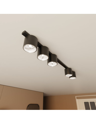 Listwa Oświetleniowa NANO 5 GU10 - Czarna, Minimalistyczna z 5 Reflektorami do Nowoczesnych Wnętrz
