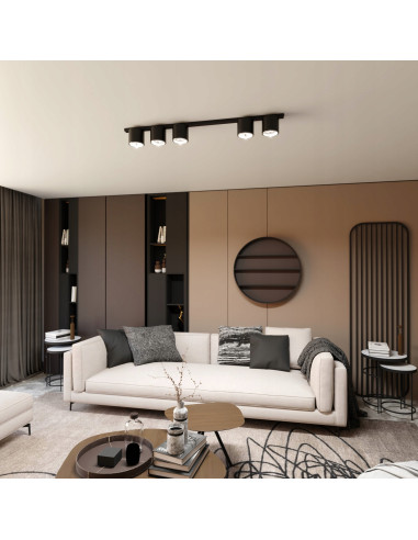 Listwa Oświetleniowa NANO 5 GU10 - Czarna, Minimalistyczna z 5 Reflektorami do Nowoczesnych Wnętrz