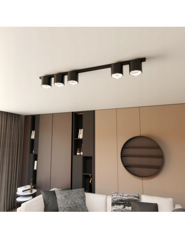 Listwa Oświetleniowa NANO 5 GU10 - Czarna, Minimalistyczna z 5 Reflektorami do Nowoczesnych Wnętrz