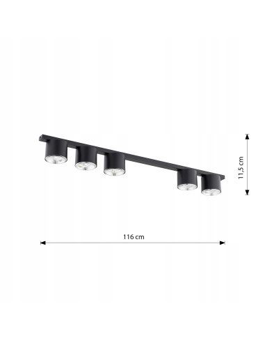 Listwa Oświetleniowa NANO 5 GU10 - Czarna, Minimalistyczna z 5 Reflektorami do Nowoczesnych Wnętrz