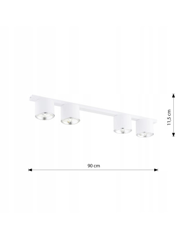 Lampa sufitowa NANO 4-punktowa GU10 w białym kolorze - nowoczesne oświetlenie do biur i minimalistycznych wnętrz