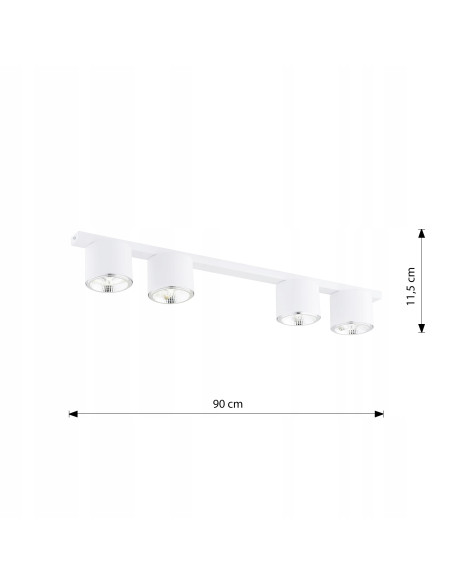 Lampa sufitowa NANO 4-punktowa GU10 w białym kolorze - nowoczesne oświetlenie do biur i minimalistycznych wnętrz