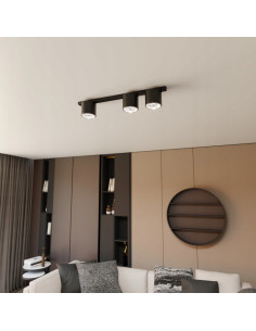 Plafon sufitowy NANO 3xGU10 w kolorze czarnym - nowoczesny design do biura, kuchni i salonu