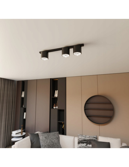 Plafon sufitowy NANO 3xGU10 w kolorze czarnym - nowoczesny design do biura, kuchni i salonu