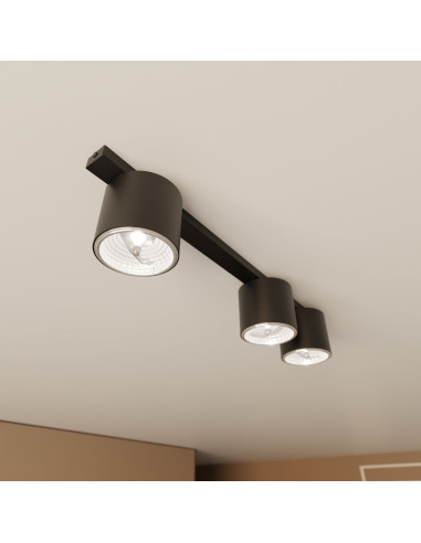 Plafon sufitowy NANO 3xGU10 w kolorze czarnym - nowoczesny design do biura, kuchni i salonu