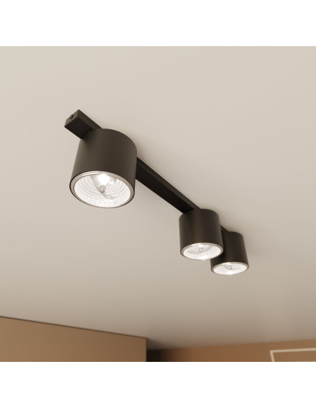 Plafon sufitowy NANO 3xGU10 w kolorze czarnym - nowoczesny design do biura, kuchni i salonu
