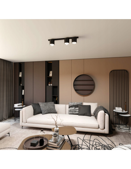 Plafon sufitowy NANO 3xGU10 w kolorze czarnym - nowoczesny design do biura, kuchni i salonu