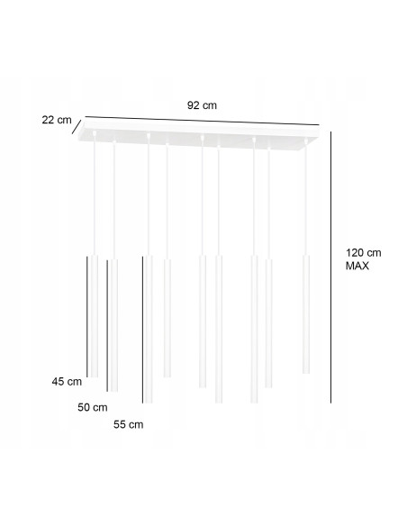 Lampa sufitowa SELTER 9 WHITE - Nowoczesny design z 9 punktami świetlnymi do salonu, biura i jadalni - Emibig