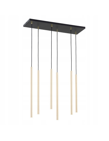 Lampa wisząca SELTER 6 GOLD - elegancka złota lampa z 6 punktami świetlnymi G9 do salonu, sypialni i biura.