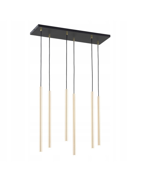 Lampa wisząca SELTER 6 GOLD - elegancka złota lampa z 6 punktami świetlnymi G9 do salonu, sypialni i biura.
