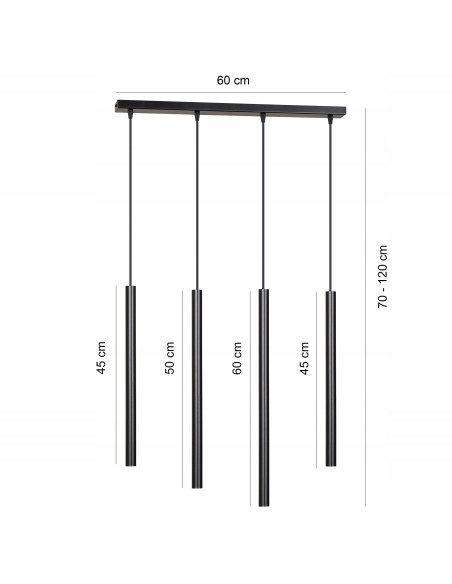 Lampa sufitowa SELTER G9 czarna z 4 punktami świetlnymi - nowoczesne oświetlenie do każdego wnętrza