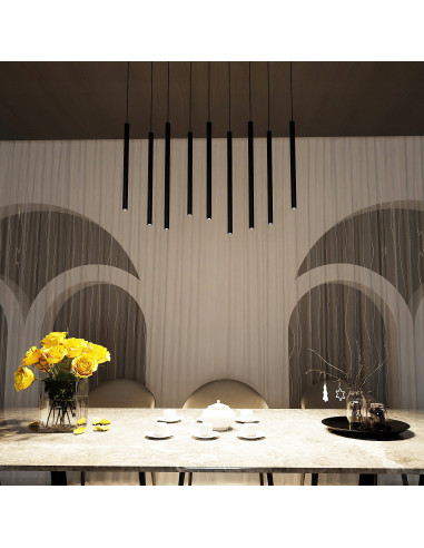 Nowoczesna lampa sufitowa Selter 1 w kolorze czarnym, 120 cm - eleganckie oświetlenie do kuchni, jadalni i salonu.