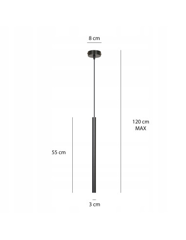 Nowoczesna lampa sufitowa Selter 1 w kolorze czarnym, 120 cm - eleganckie oświetlenie do kuchni, jadalni i salonu.