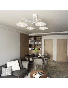 Elegancka lampa sufitowa SPIRIT 4 – nowoczesny plafon kuchenny z białymi kloszami i funkcjonalnym designem