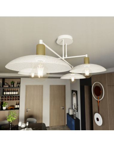 Elegancka lampa sufitowa SPIRIT 4 – nowoczesny plafon kuchenny z białymi kloszami i funkcjonalnym designem