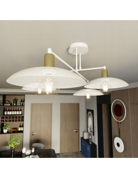 Elegancka lampa sufitowa SPIRIT 4 – nowoczesny plafon kuchenny z białymi kloszami i funkcjonalnym designem