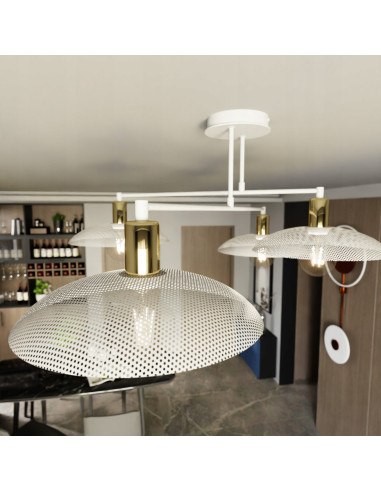 Elegancka lampa sufitowa SPIRIT 4 – nowoczesny plafon kuchenny z białymi kloszami i funkcjonalnym designem