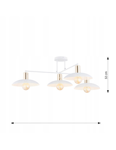 Elegancka lampa sufitowa SPIRIT 4 – nowoczesny plafon kuchenny z białymi kloszami i funkcjonalnym designem