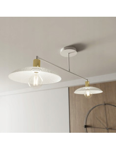 Plafon SPIRIT 2 - Eleganckie Biało-Złote Oświetlenie do Jadalni z Metalowymi Kloszami 2