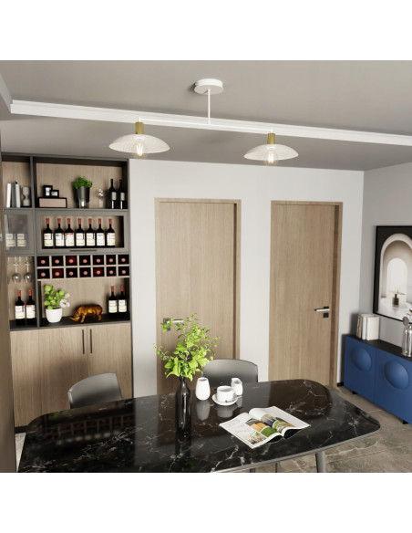 Plafon SPIRIT 2 - Eleganckie Biało-Złote Oświetlenie do Jadalni z Metalowymi Kloszami