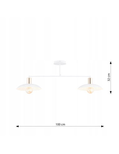 Plafon SPIRIT 2 - Eleganckie Biało-Złote Oświetlenie do Jadalni z Metalowymi Kloszami