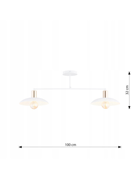 Plafon SPIRIT 2 - Eleganckie Biało-Złote Oświetlenie do Jadalni z Metalowymi Kloszami