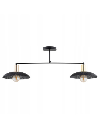 Elegancka lampa wisząca SPIRIT 2 BLACK - nowoczesny plafon z metalowymi kloszami do biura, kuchni i salonu