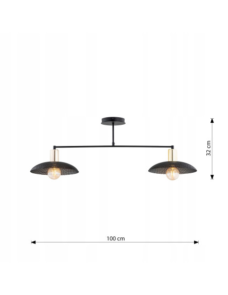 Elegancka lampa wisząca SPIRIT 2 BLACK - nowoczesny plafon z metalowymi kloszami do biura, kuchni i salonu