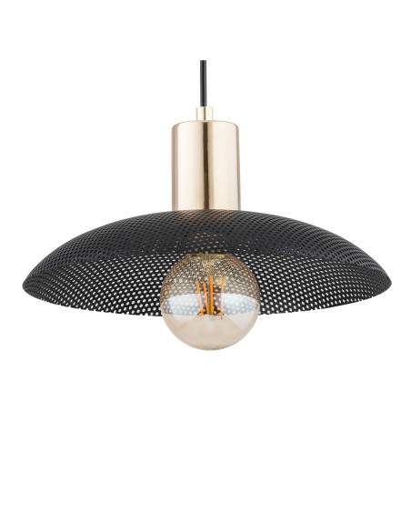 Lampa wisząca SPIRIT 1 BLACK z metalowym kloszem w złotym wykończeniu - styl nowoczesny i loftowy.