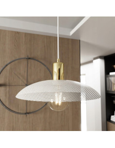 Lampa wisząca SPIRIT 1 Biała - eleganckie oświetlenie do kuchni i jadalni z siateczkowym kloszem w nowoczesnym stylu