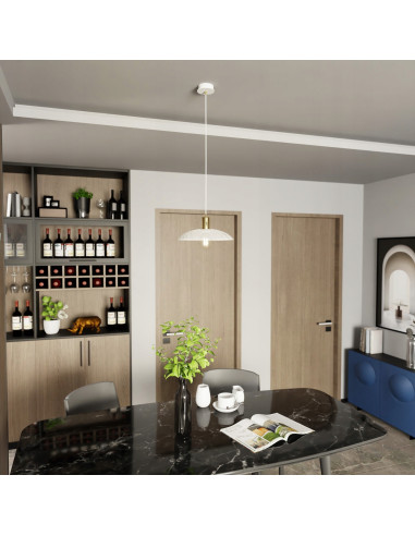 Lampa wisząca SPIRIT 1 Biała - eleganckie oświetlenie do kuchni i jadalni z siateczkowym kloszem w nowoczesnym stylu