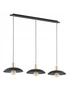 Lampa sufitowa SPIRIT 3 BLACK z siateczkowym kloszem i złotym akcentem – elegancka do nowoczesnych wnętrz kuchennych 2