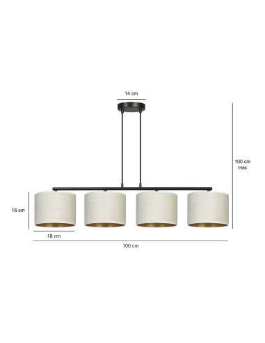 Lampa wisząca HILDE 4 BL - elegancka lampa w stylu nowoczesnym, idealna do biura, jadalni i salonu.