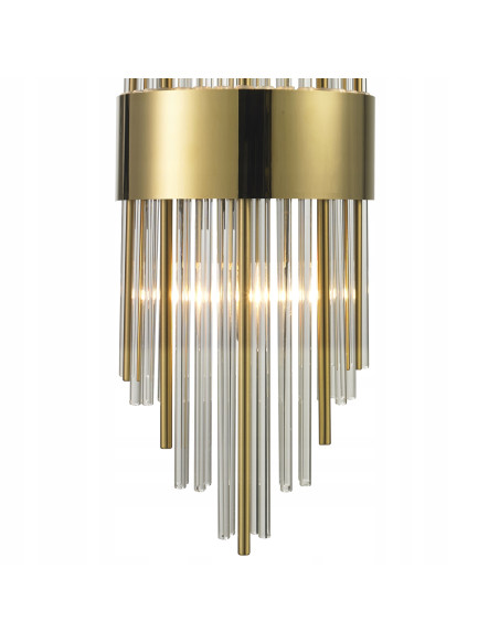Lampa ścienna DRACO Glamour z kryształowymi elementami w złotym kolorze, 45 cm - elegancka dekoracja do wnętrz