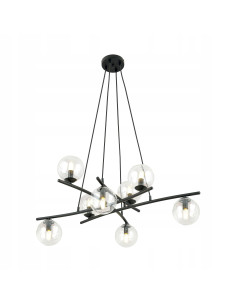 Lampa wisząca ESSA 8 - nowoczesna elegancja z przezroczystymi kloszami do salonu, jadalni i biura w kolorze czarnym i bezbarwnym
