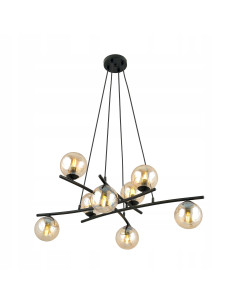 Lampa sufitowa ESSA 8-punktowa w kolorze bursztynowym i czarnym, nowoczesny design do eleganckich wnętrz