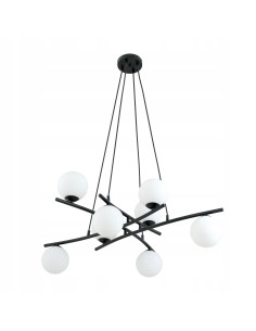 Lampa sufitowa ESSA 8 w kolorze czarnym z białymi kloszami – eleganckie oświetlenie do każdego wnętrza