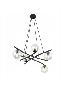 Lampa sufitowa ESSA 5, czarna z przezroczystymi kloszami - eleganckie oświetlenie do nowoczesnych wnętrz