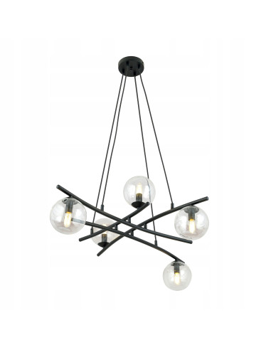 Lampa sufitowa ESSA 5, czarna z przezroczystymi kloszami - eleganckie oświetlenie do nowoczesnych wnętrz