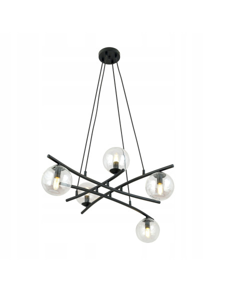 Lampa sufitowa ESSA 5, czarna z przezroczystymi kloszami - eleganckie oświetlenie do nowoczesnych wnętrz