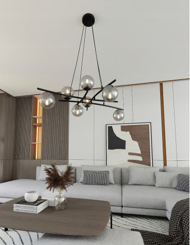 Lampa sufitowa ESSA 8 - Stylowa lampa z chromowanymi kloszami do nowoczesnych wnętrz