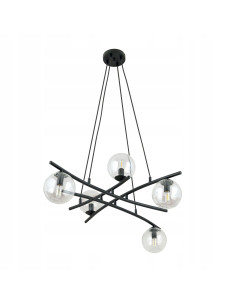 Lampa sufitowa ESSA 5, czarna z przezroczystymi kloszami - eleganckie oświetlenie do nowoczesnych wnętrz 2