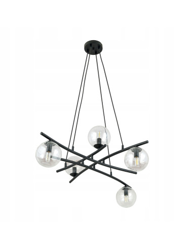 Lampa sufitowa ESSA 5, czarna z przezroczystymi kloszami - eleganckie oświetlenie do nowoczesnych wnętrz