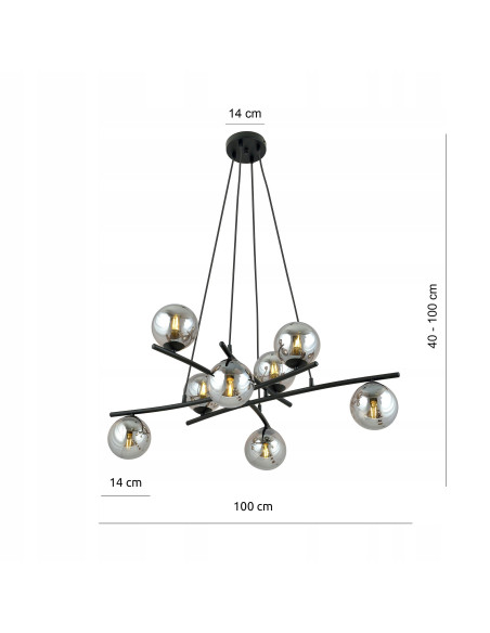Lampa sufitowa ESSA 8 - Stylowa lampa z chromowanymi kloszami do nowoczesnych wnętrz