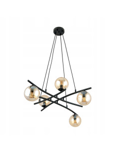 Lampa sufitowa ESSA 5 - elegancki żyrandol z bursztynowymi kloszami do salonu i nowoczesnych wnętrz 2