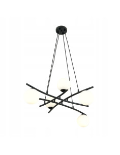 Nowoczesna lampa wisząca w stylu skandynawskim ESSA 5, czarna z białymi kloszami do jadalni i eleganckich wnętrz 2